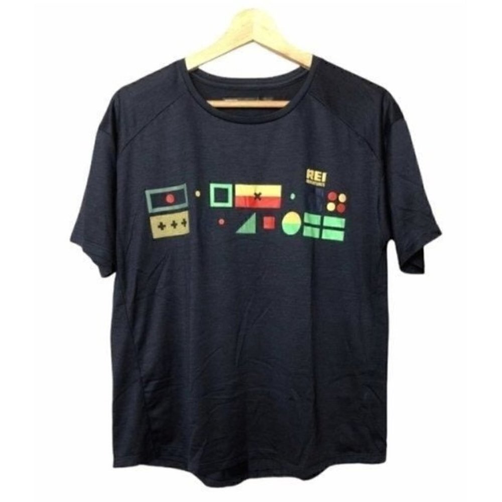 REI Dark Blue Screen Gamer Print Crew Neck Athletic T-Shirt L
